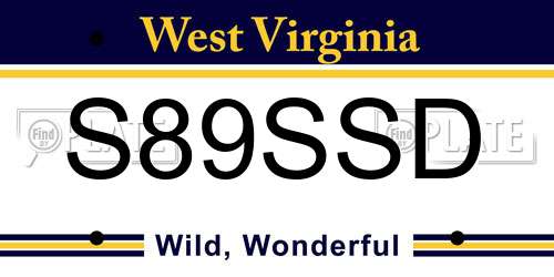 S89SSD West Virginia License Plate