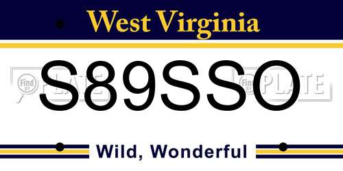 S89SSO West Virginia License Plate