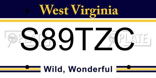 S89TZC West Virginia License Plate
