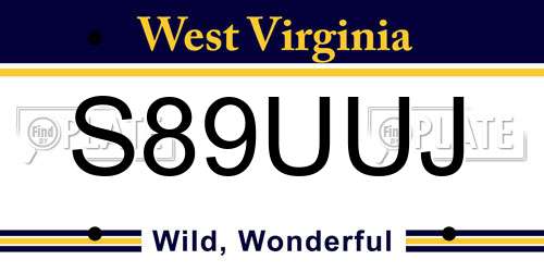 S89UUJ West Virginia License Plate