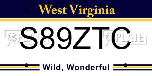 S89ZTC West Virginia License Plate