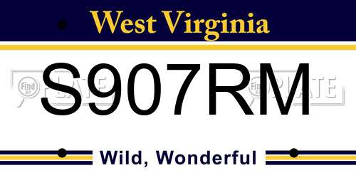 S907RM West Virginia License Plate