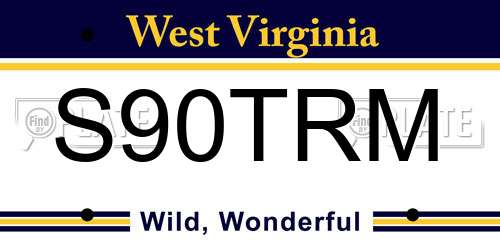 S90TRM West Virginia License Plate
