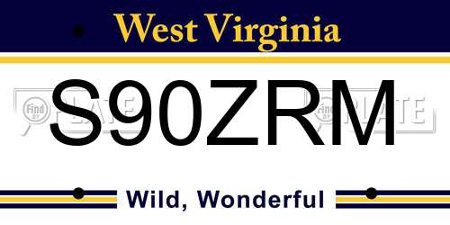 S90ZRM West Virginia License Plate