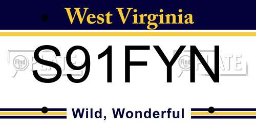 S91FYN West Virginia License Plate