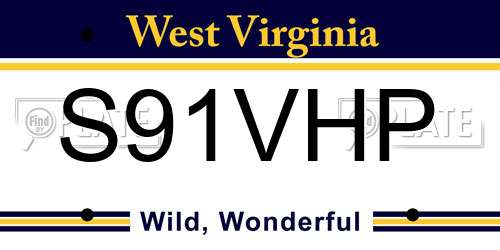 S91VHP West Virginia License Plate