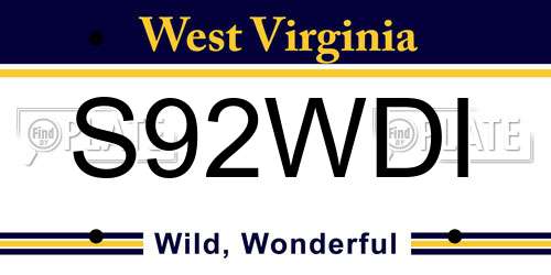 S92WDI West Virginia License Plate