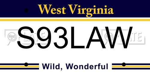 S93LAW West Virginia License Plate