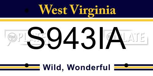 S943IA West Virginia License Plate
