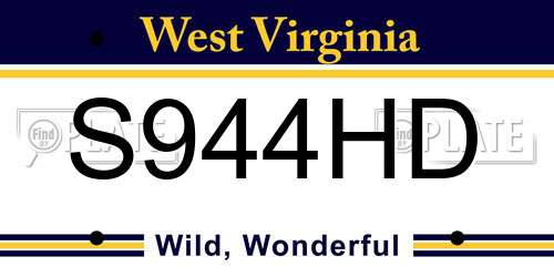 S944HD West Virginia License Plate