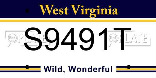 S9491T West Virginia License Plate