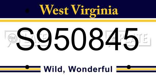 S950845 West Virginia License Plate