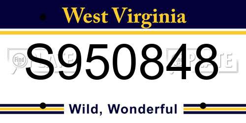 S950848 West Virginia License Plate