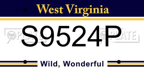 S9524P West Virginia License Plate