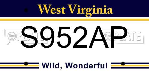 S952AP West Virginia License Plate