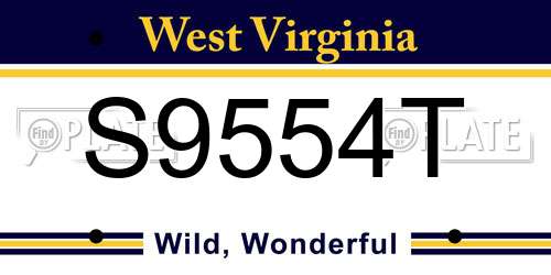 S9554T West Virginia License Plate
