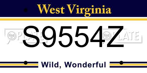 S9554Z West Virginia License Plate
