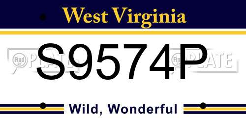 S9574P West Virginia License Plate