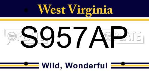 S957AP West Virginia License Plate