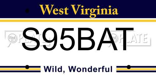 S95BAT West Virginia License Plate