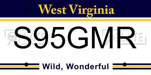 S95GMR West Virginia License Plate