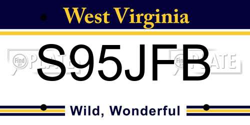 S95JFB West Virginia License Plate