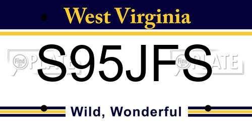 S95JFS West Virginia License Plate