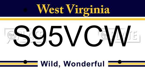 S95VCW West Virginia License Plate