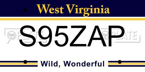S95ZAP West Virginia License Plate