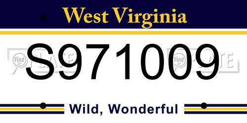 S971009 West Virginia License Plate