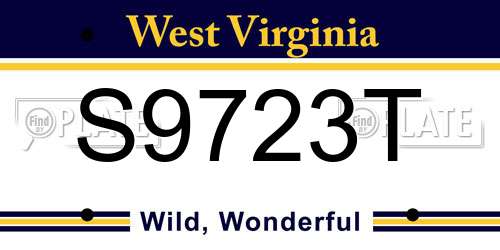 S9723T West Virginia License Plate