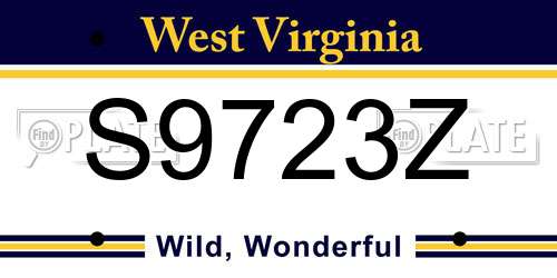 S9723Z West Virginia License Plate