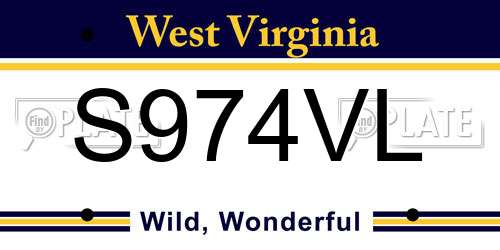 S974VL West Virginia License Plate