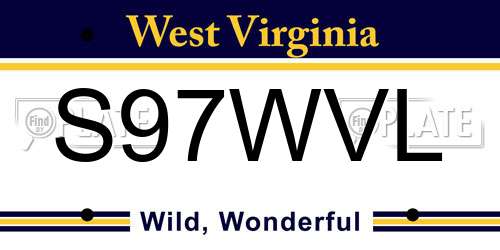 S97WVL West Virginia License Plate