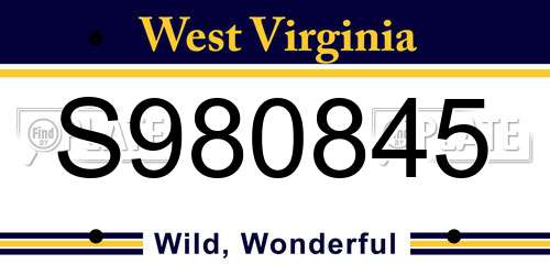 S980845 West Virginia License Plate