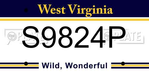S9824P West Virginia License Plate