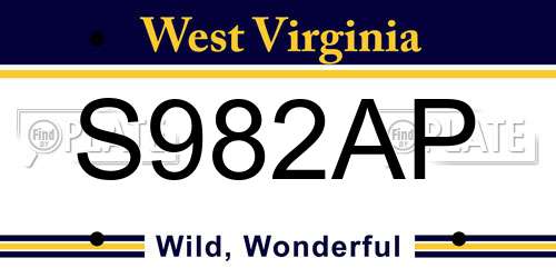 S982AP West Virginia License Plate