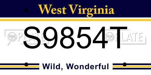 S9854T West Virginia License Plate