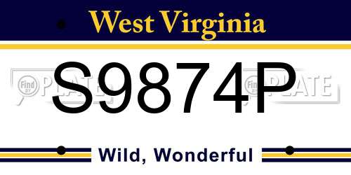 S9874P West Virginia License Plate