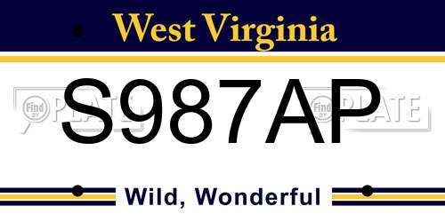 S987AP West Virginia License Plate