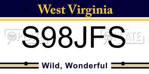 S98JFS West Virginia License Plate