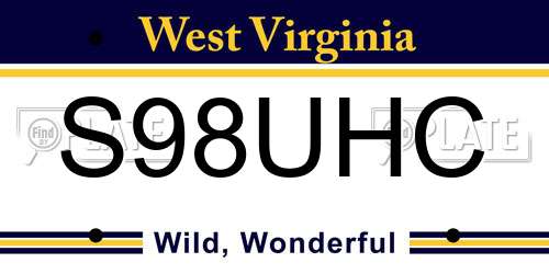 S98UHC West Virginia License Plate