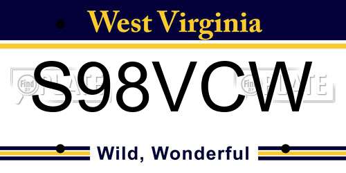 S98VCW West Virginia License Plate