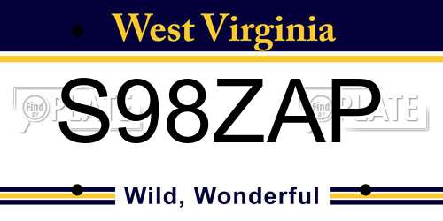 S98ZAP West Virginia License Plate