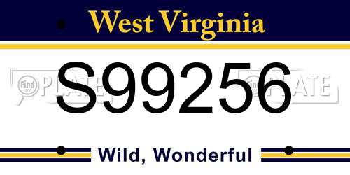 S99256 West Virginia License Plate