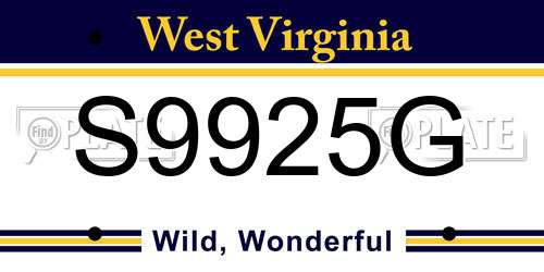 S9925G West Virginia License Plate