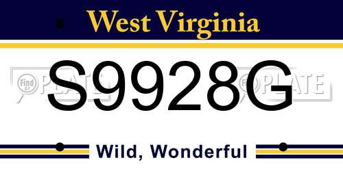 S9928G West Virginia License Plate