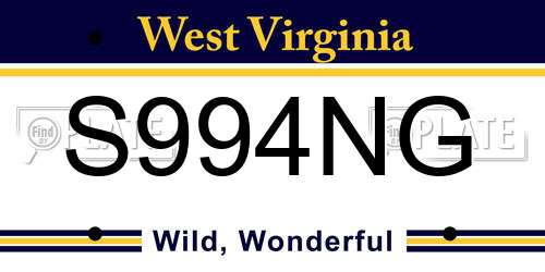 S994NG West Virginia License Plate