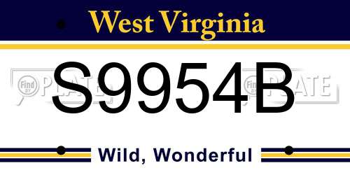 S9954B West Virginia License Plate