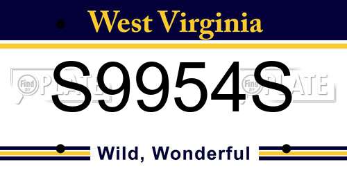 S9954S West Virginia License Plate